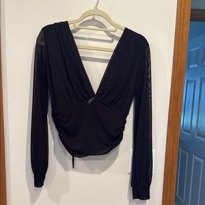 Elegant Black V-Neck Women's Top